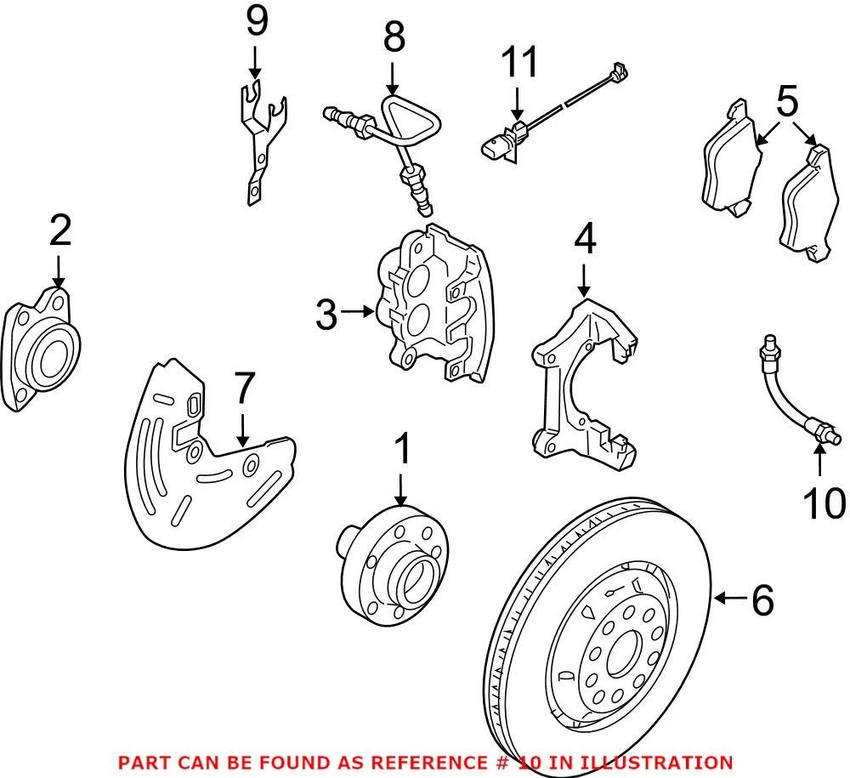 Audi Brake Hose - Front 4E0611707C